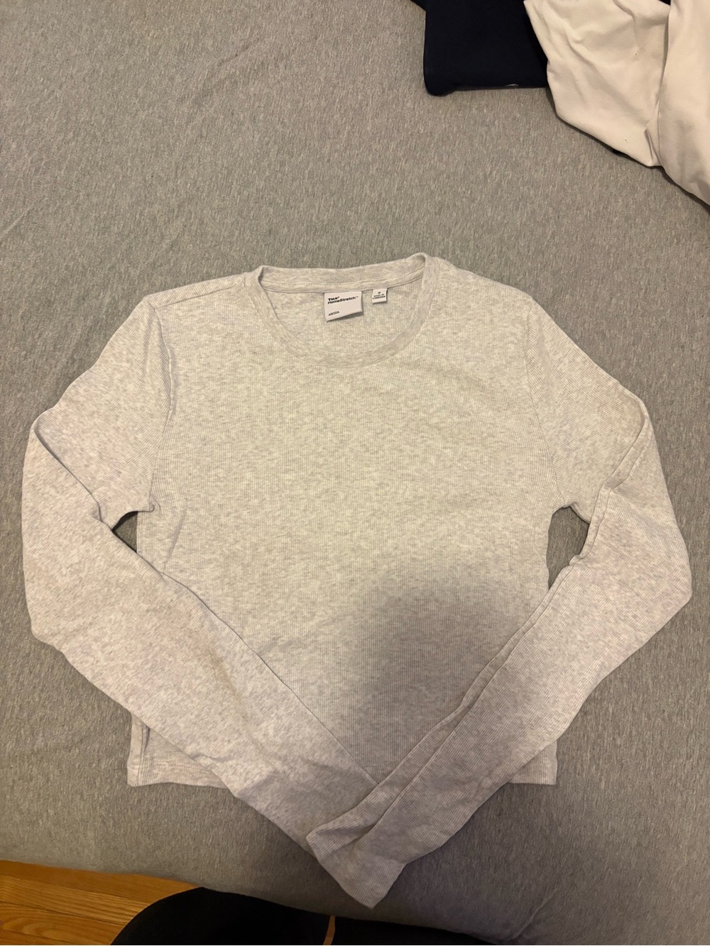 Light Gray Crewneck Long-Sleeve Top - Aritiza Homestretch
